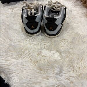 Nike Kids Silver and Black Jordan Sneakers with Gold Jumpman